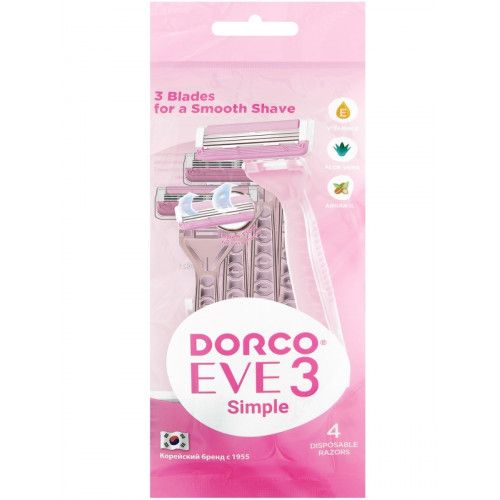 Dorco TRC200PK-4P EVE 3 Women single 3 blades with floating head. (pack of 4pcs)