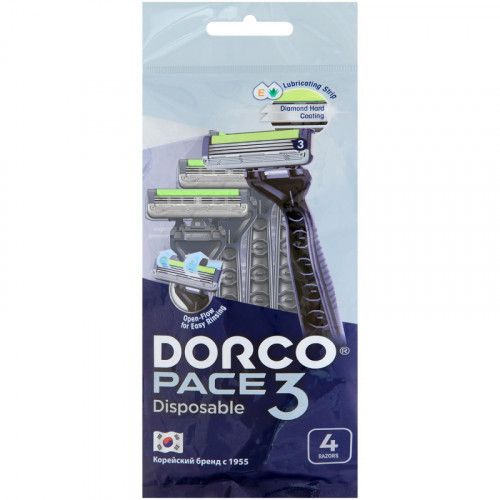 Dorco TRC200BL-4P PACE 3 single blades 3 blades with floating head. (pack of 4pcs)/12